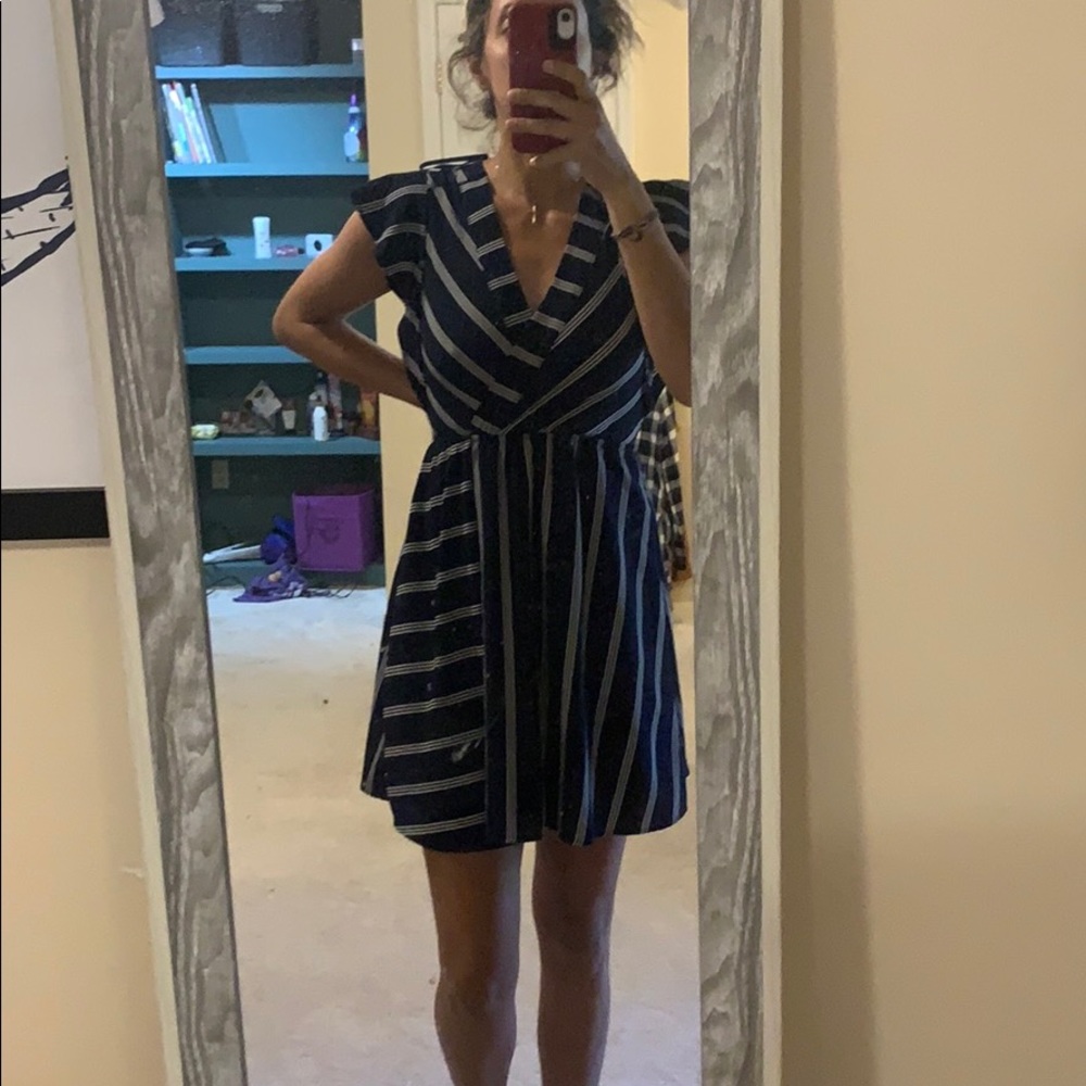 Casual navy and white dress